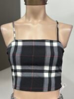 Top de crep cuadrado estampado