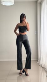 Pantalón engomado con recorte recto - Imagen 5