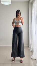 Pantalón engomado wide leg - Imagen 2