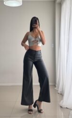 Pantalón engomado wide leg - Imagen 4