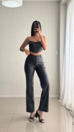 Pantalón engomado con recorte recto - Imagen 2