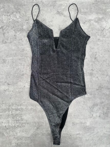 Body lurex con ballena “V”