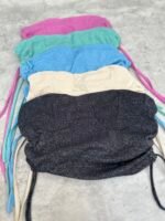 Top straple brillo con frunce - Imagen 5