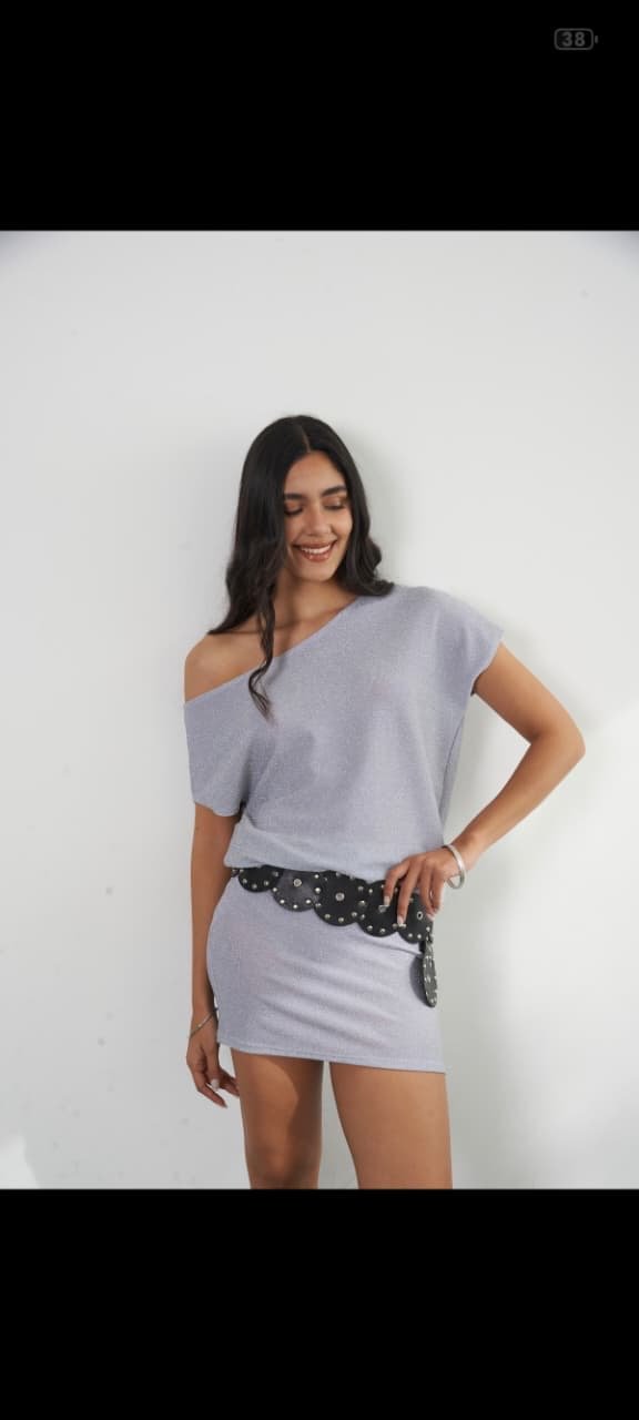 d1bb9609-7ace-48af-a08f-faa724e93705 Vestido murciélago brillo lurex importado - Imagen 1