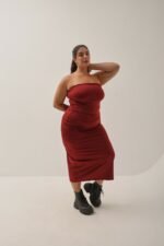 Vestido de lycra straple tres cuarto - Imagen 3