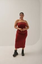 Vestido de lycra straple tres cuarto - Imagen 2