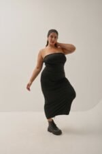 Vestido de lycra straple tres cuarto - Imagen 7