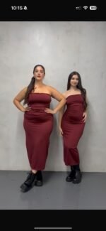 Vestido de lycra straple tres cuarto - Imagen 8