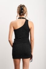 Vestido brillo con tira al cuello