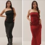 Vestido de lycra straple tres cuarto