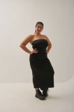 Vestido de lycra straple tres cuarto - Imagen 6